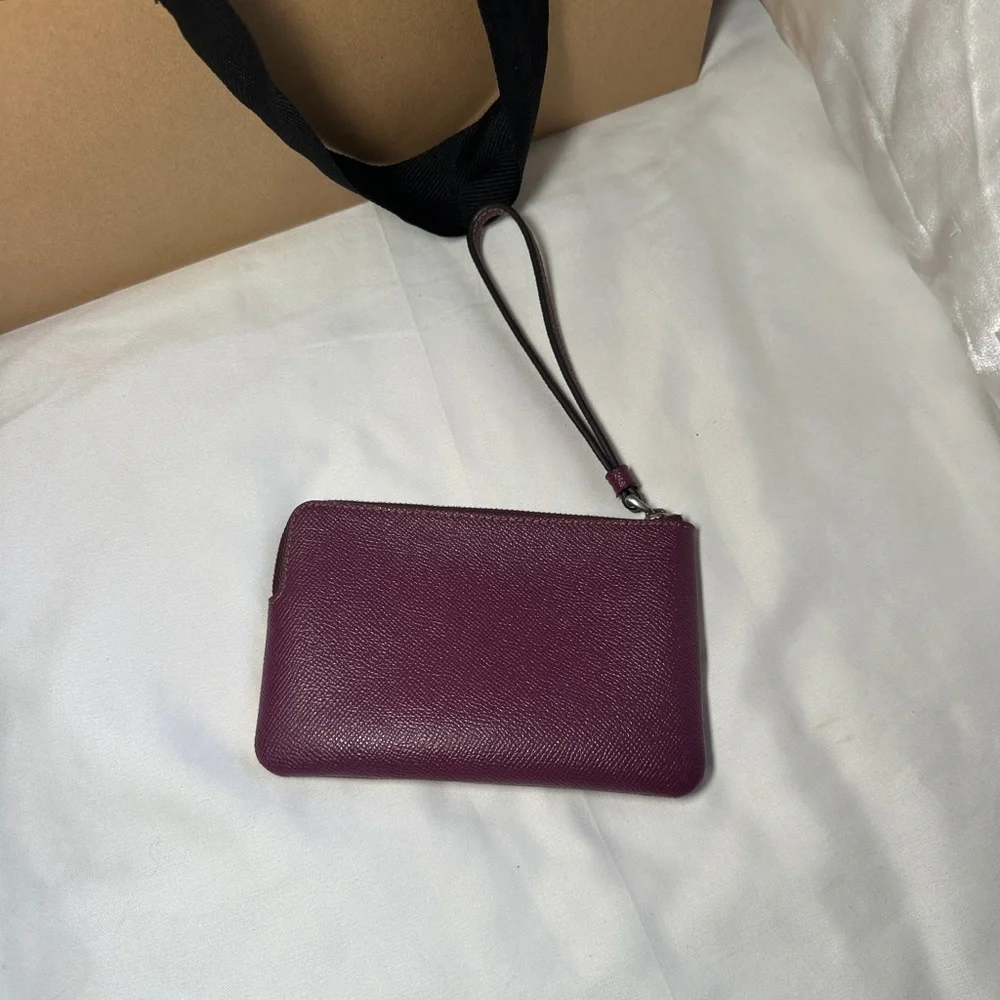 Coach Plum Leather Zip Wristlet